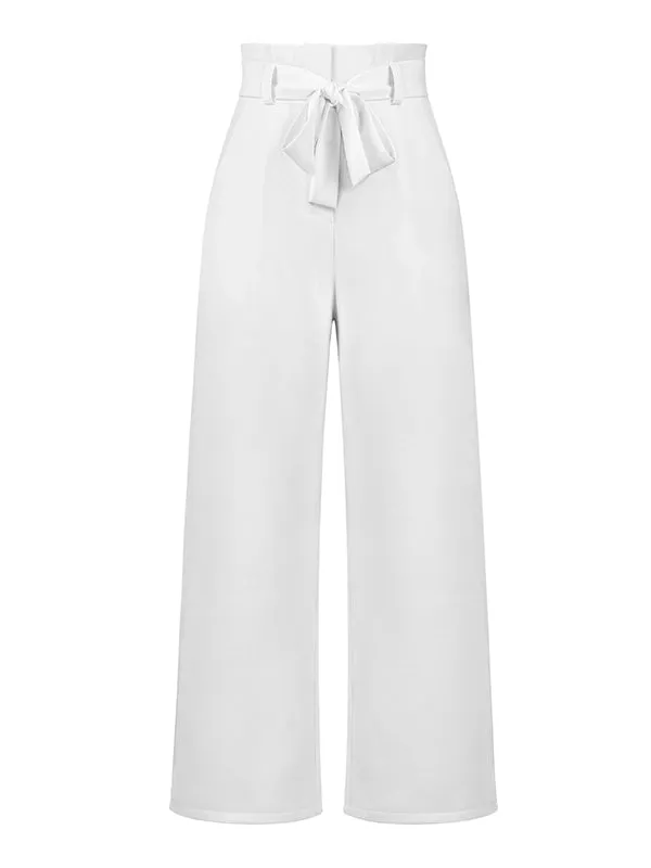 xakxx Simple Loose Wide Leg Solid Color Casual Pants Bottoms