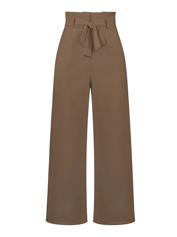 xakxx Simple Loose Wide Leg Solid Color Casual Pants Bottoms