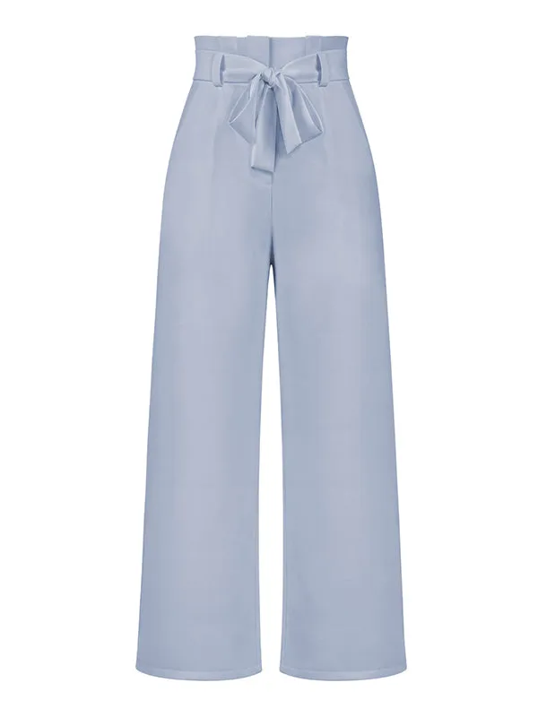 xakxx Simple Loose Wide Leg Solid Color Casual Pants Bottoms