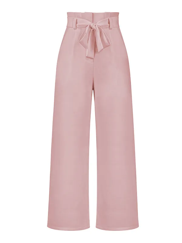 xakxx Simple Loose Wide Leg Solid Color Casual Pants Bottoms