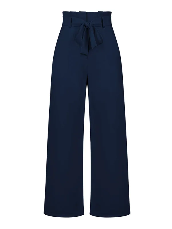 xakxx Simple Loose Wide Leg Solid Color Casual Pants Bottoms