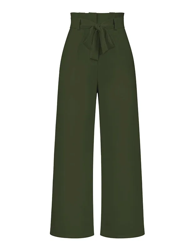 xakxx Simple Loose Wide Leg Solid Color Casual Pants Bottoms