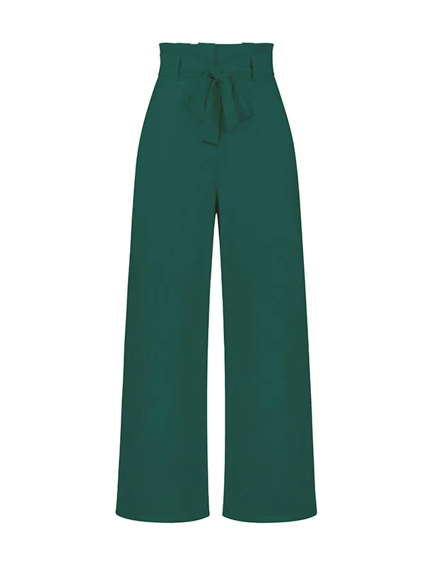 xakxx Simple Loose Wide Leg Solid Color Casual Pants Bottoms