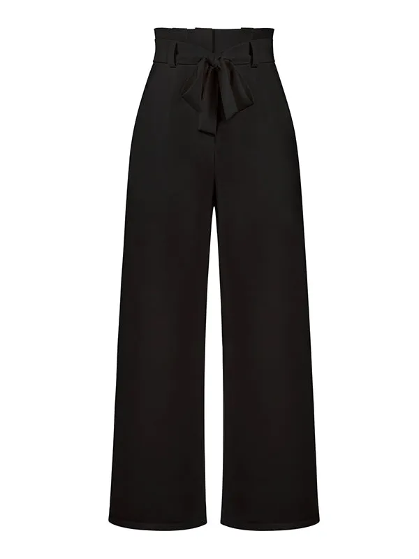 xakxx Simple Loose Wide Leg Solid Color Casual Pants Bottoms