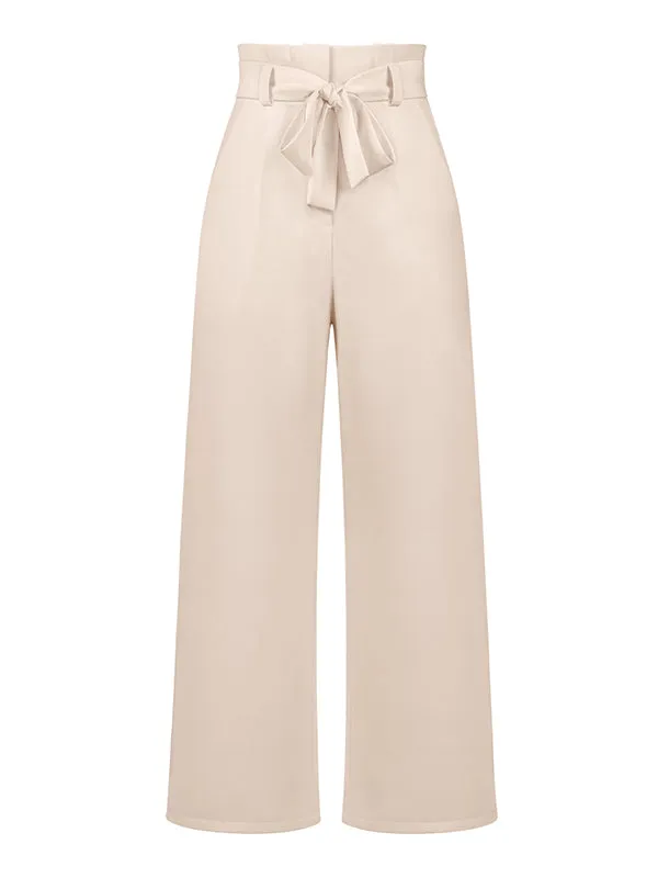 xakxx Simple Loose Wide Leg Solid Color Casual Pants Bottoms